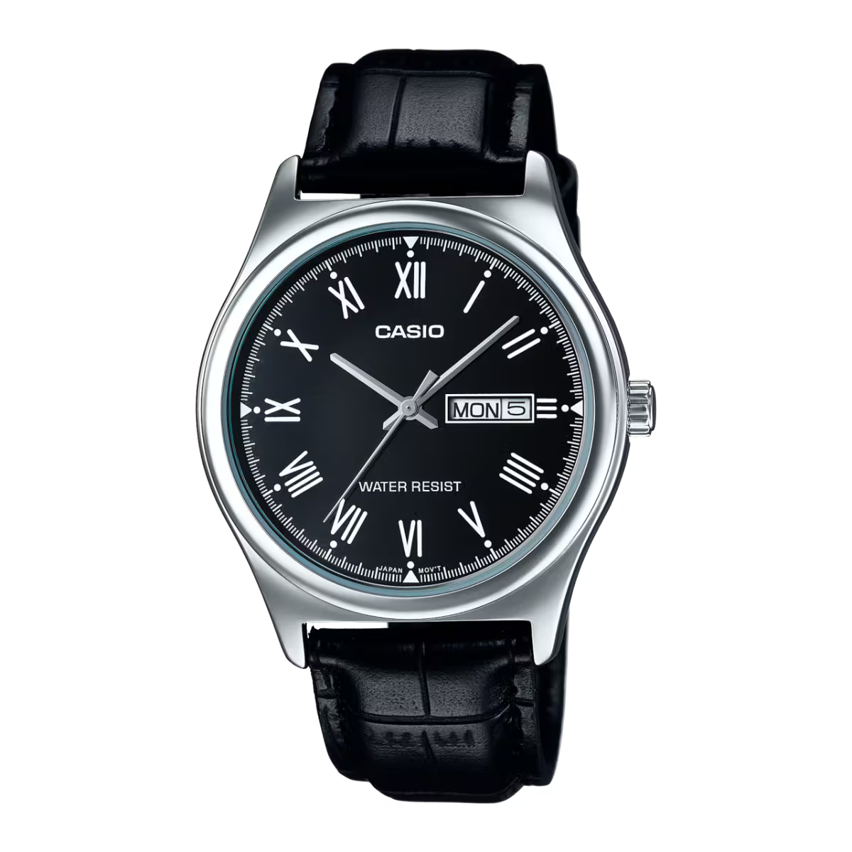 CASIO Men's Black Leather Watch | MTP-V006L-1BUDF