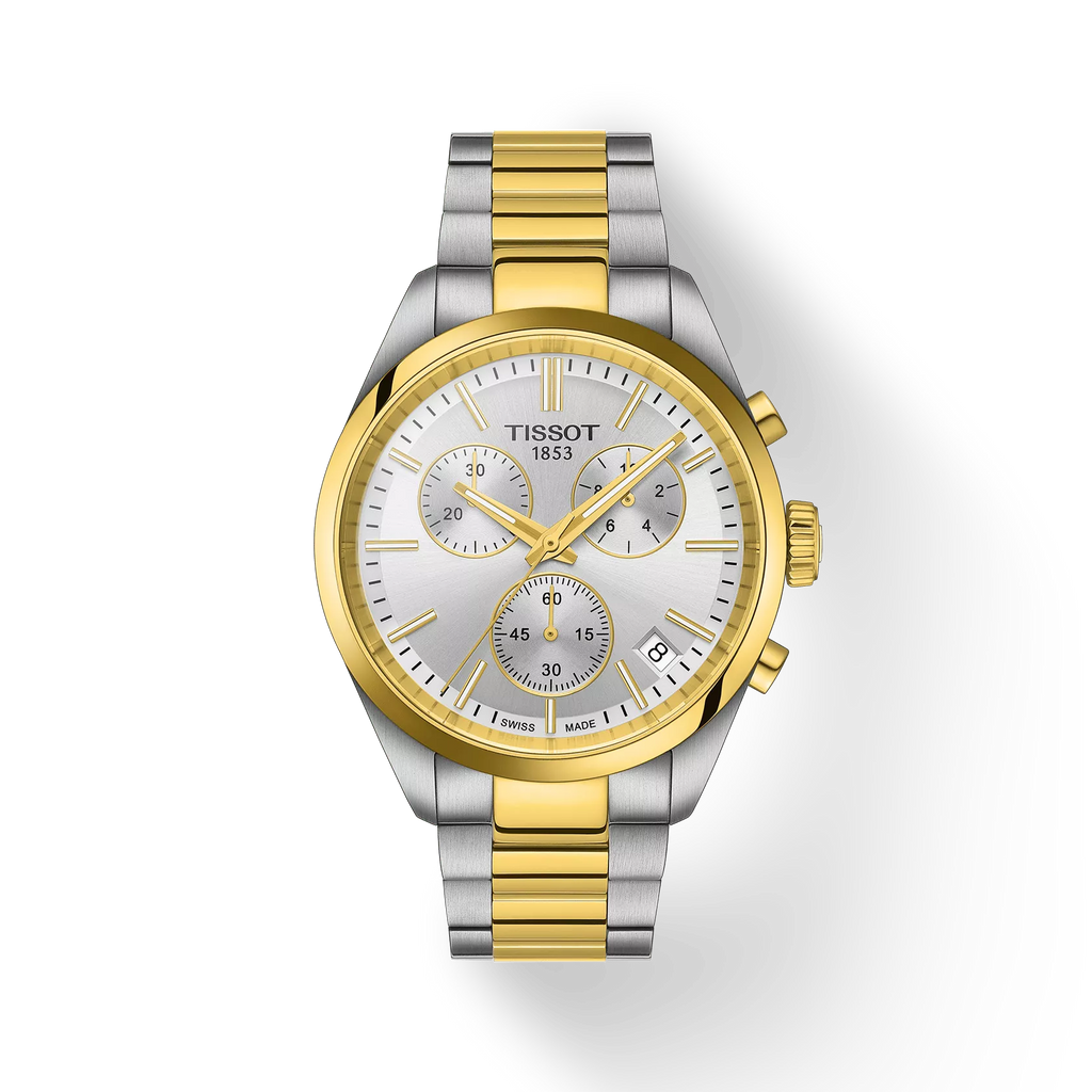 TISSOT Men's PR 100 Silver Gold Band Watch | T150.417.22.051.00