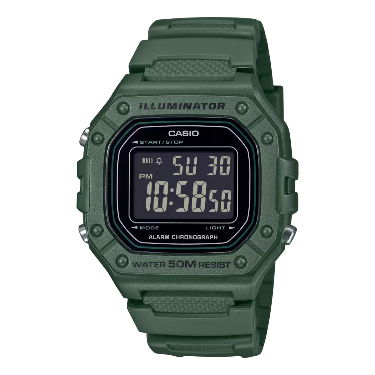 CASIO Men's Resin Green Watch | W-218H-3BVDF