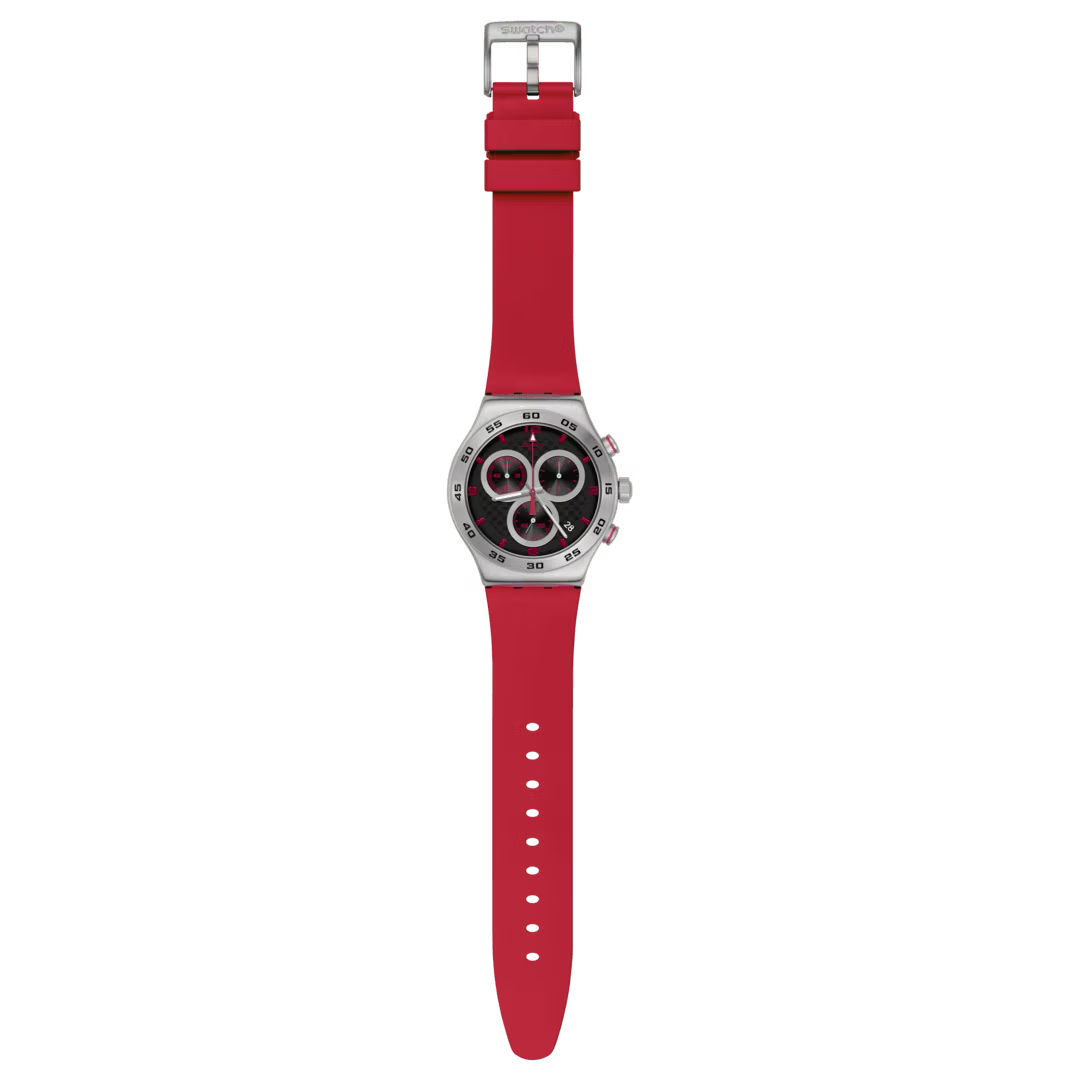 SWATCH Unisex Crimson Carbonic Red Watch | YVS524