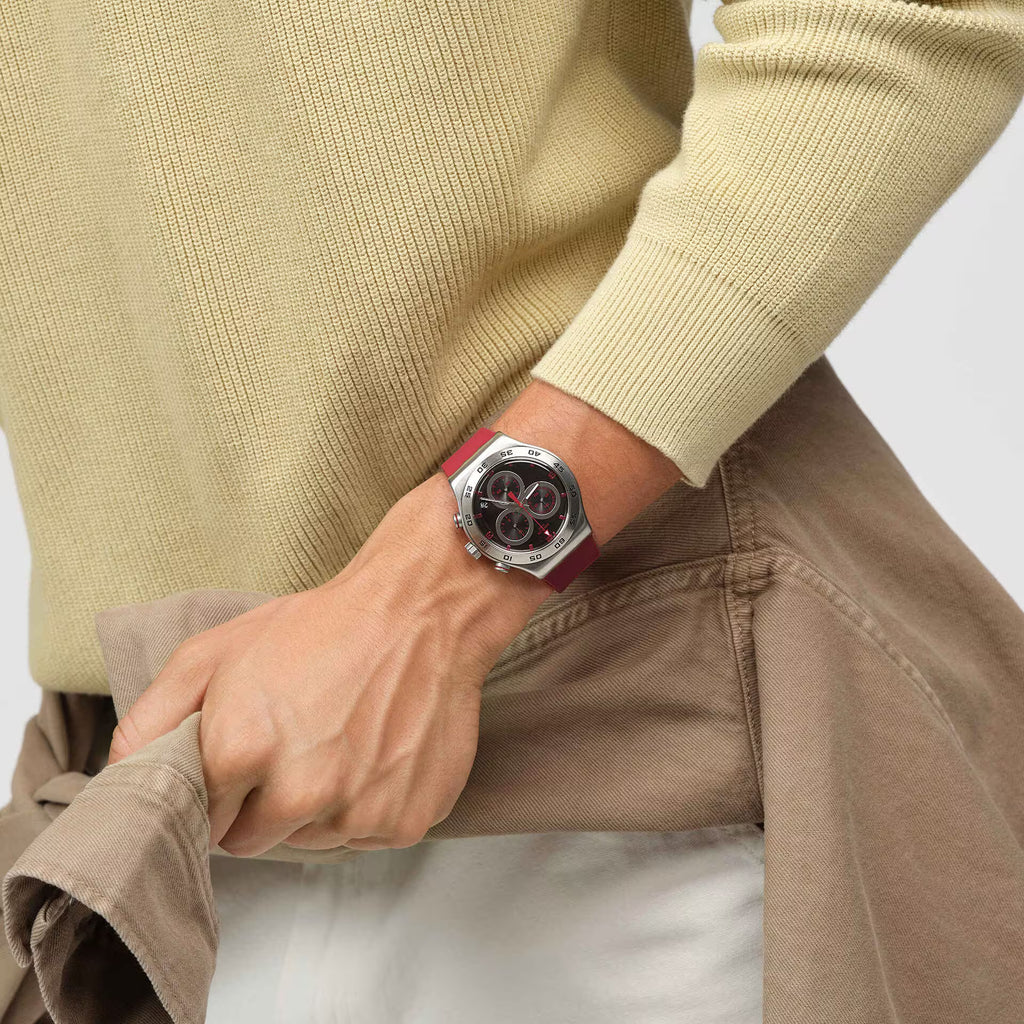 SWATCH Unisex Crimson Carbonic Red Watch | YVS524