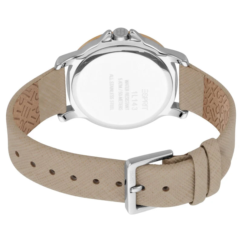 Esprit Women's Watch With Silver Stainless Steel Case And Beige Leather Band | ES1L143L1045