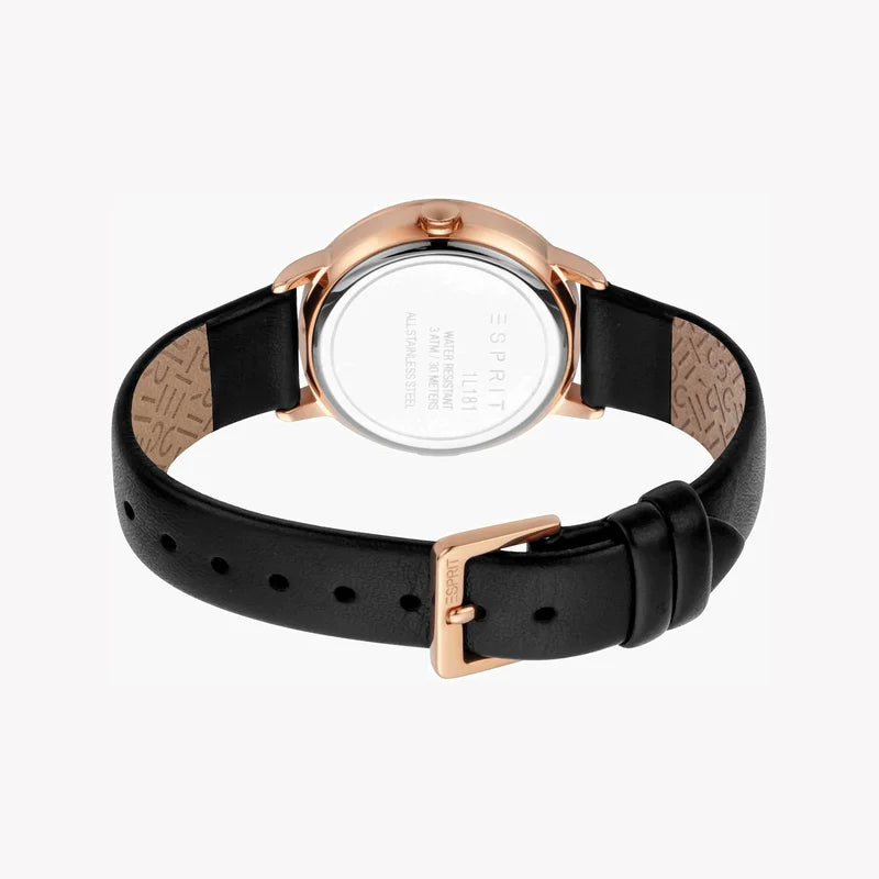 Esprit Women's Black Leather Watch | ES1L181L2035