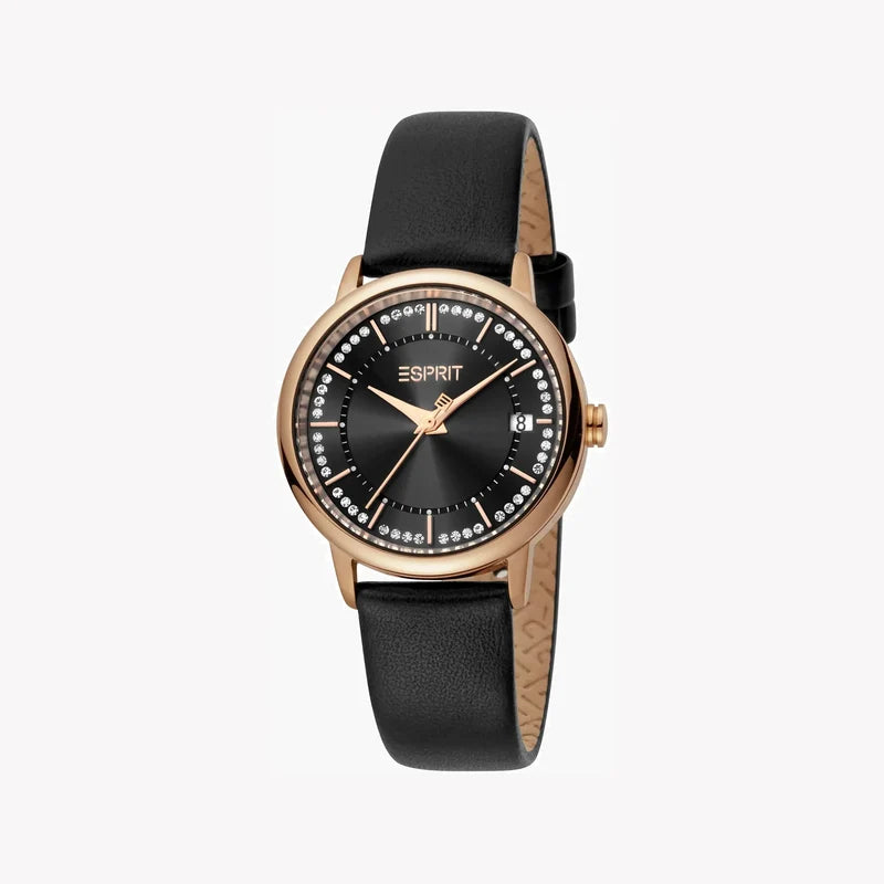Esprit Women's Black Leather Watch | ES1L181L2035