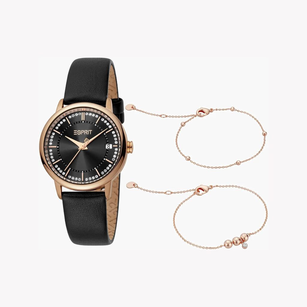 Esprit Women's Black Leather Watch | ES1L181L2035
